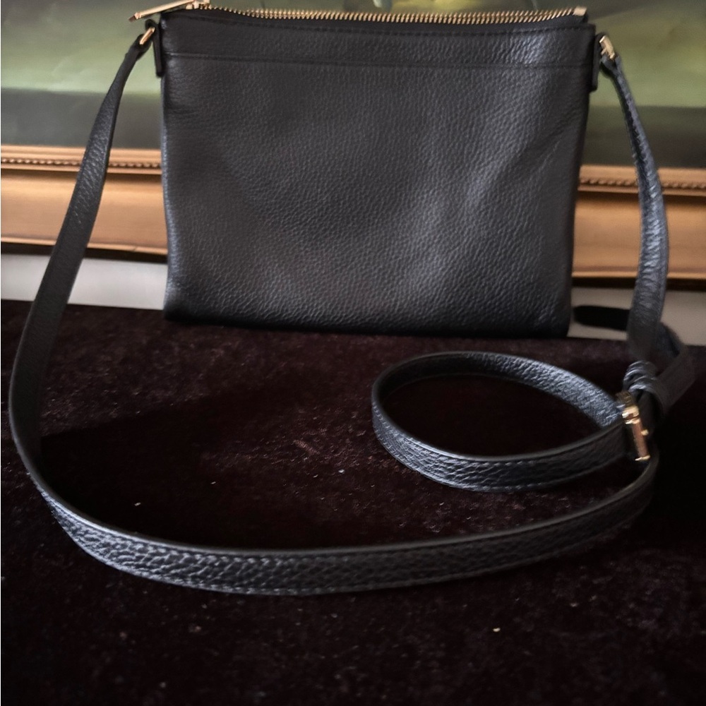 NWT Michael Kors Soft Pebbled Leather FULTON Shoulder Crossbody Bag black - Picture 4 of 7